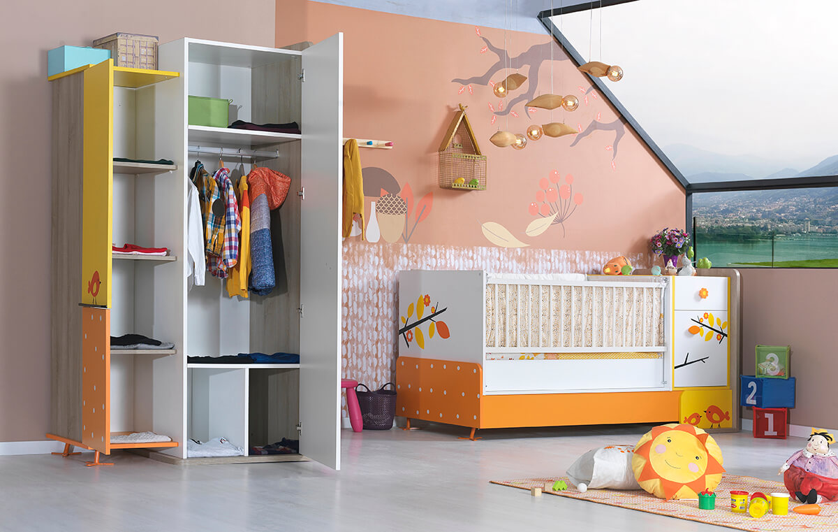 civil bebek odası takımı iki kapılı dolap