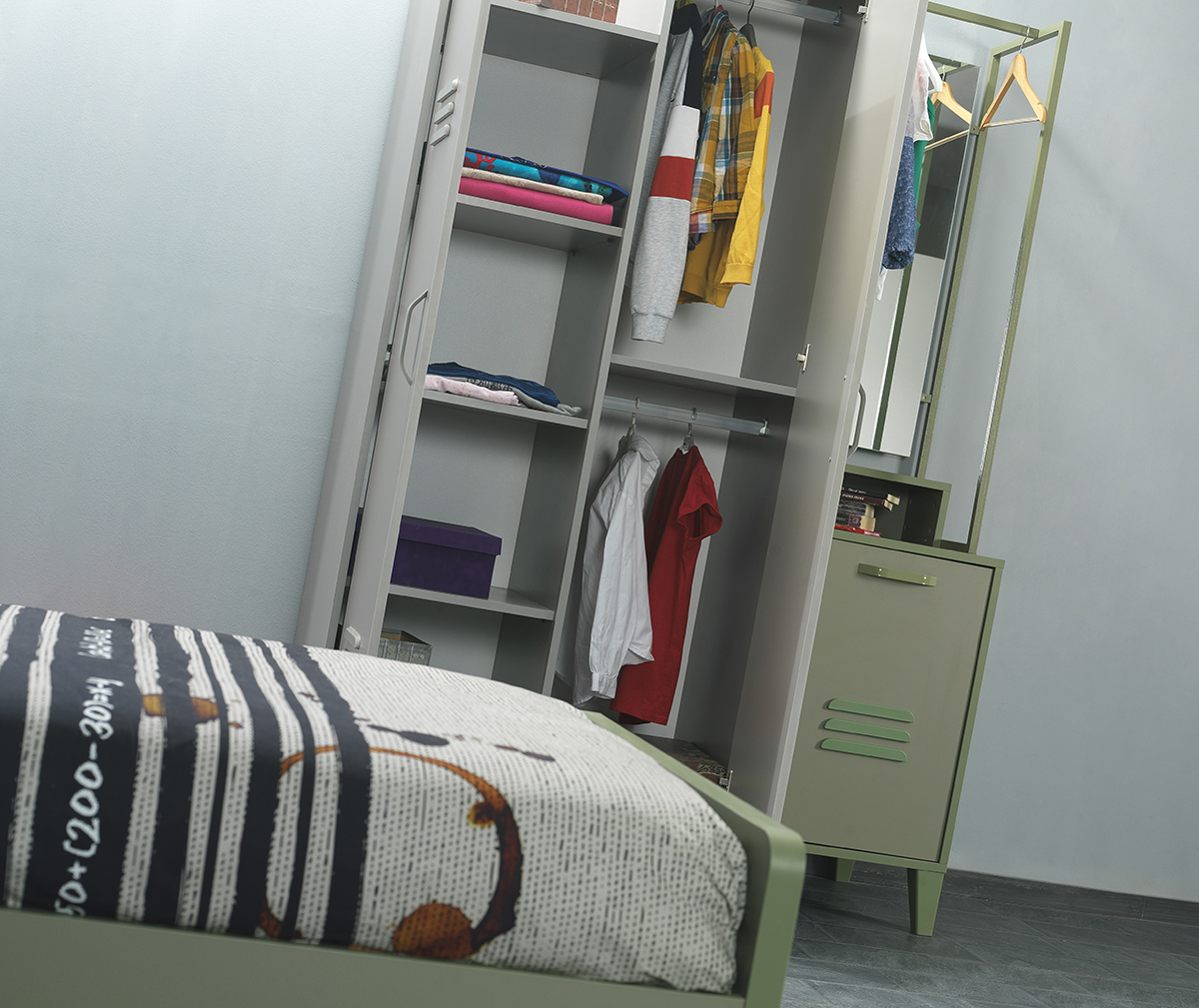 agena çocuk odası takımı tek kapaklı dolap ve iki kapaklı dolap