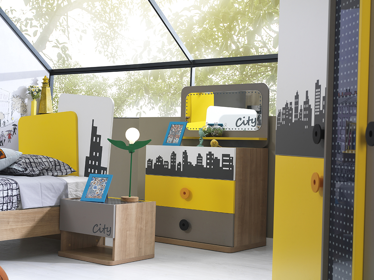 city çocuk odası takımı şifonyer ve şifonyer aynası