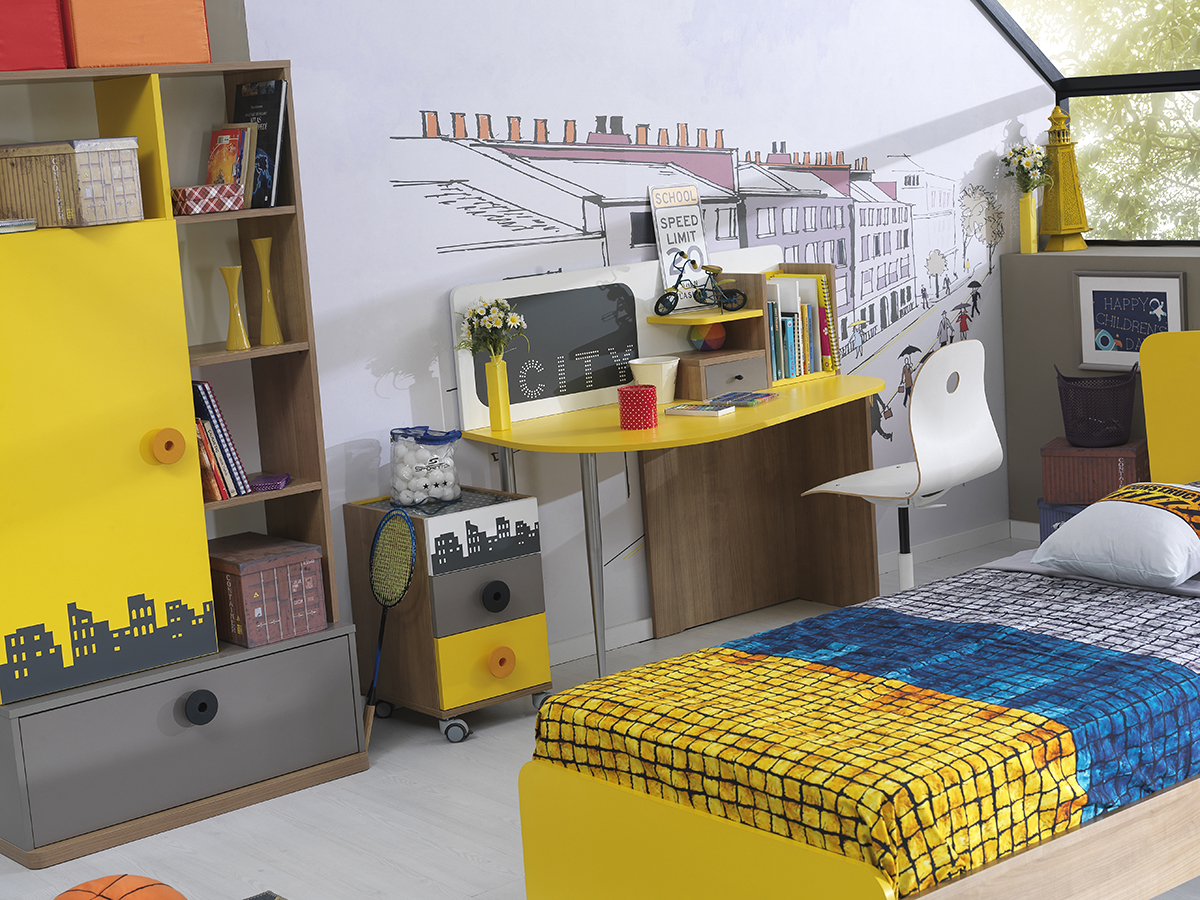 city çocuk odası takımı çalışma masası ve masa altı keson