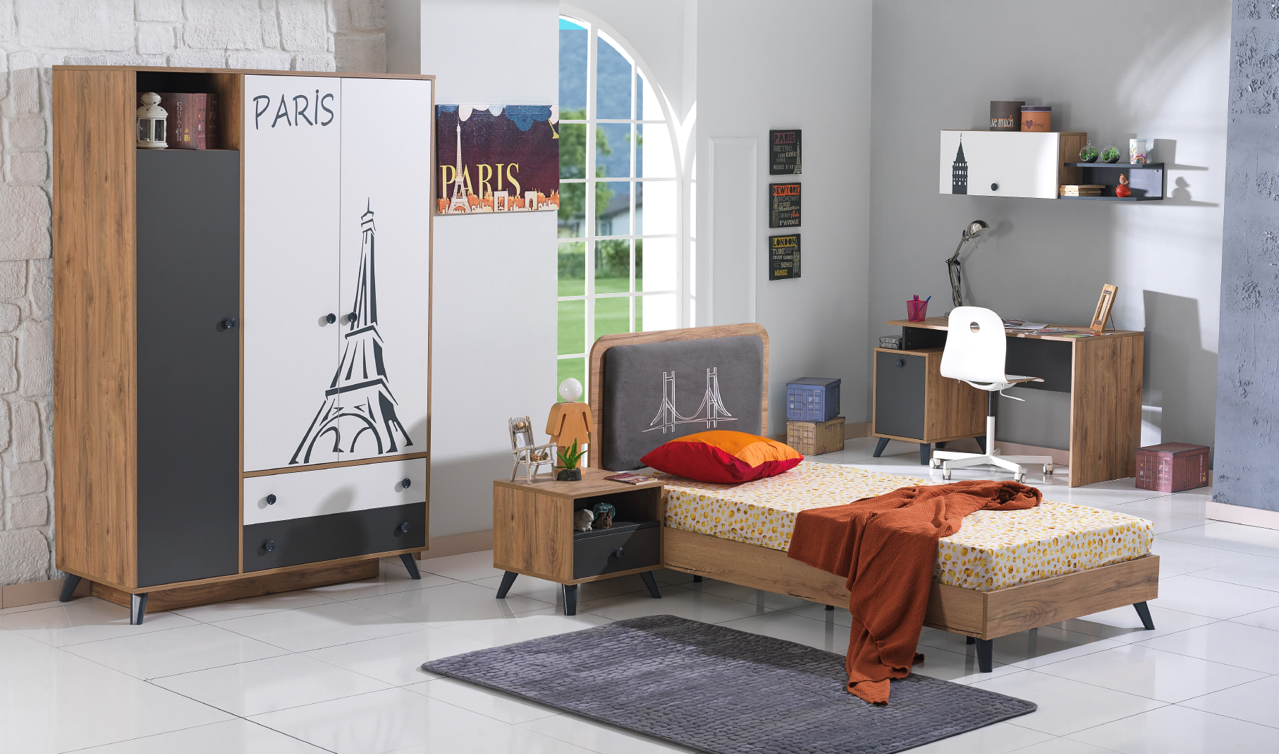 anka genç odası takımı karyola ve komodin