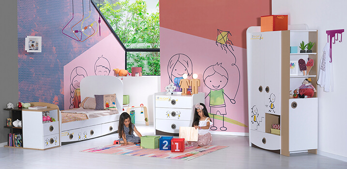 çizgi bebek odası takımı